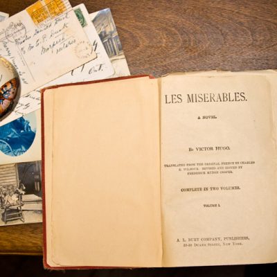 Title page of Les Miserables, complete in two volumes, c. 1910.