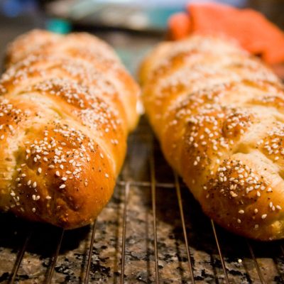 My husband has also been creative today, baking challah bread.