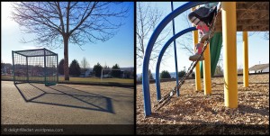 Angular shadow of soccer net and playground