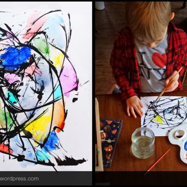 Kids paint with string