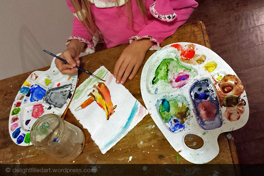 painting a fox with watercolour paint