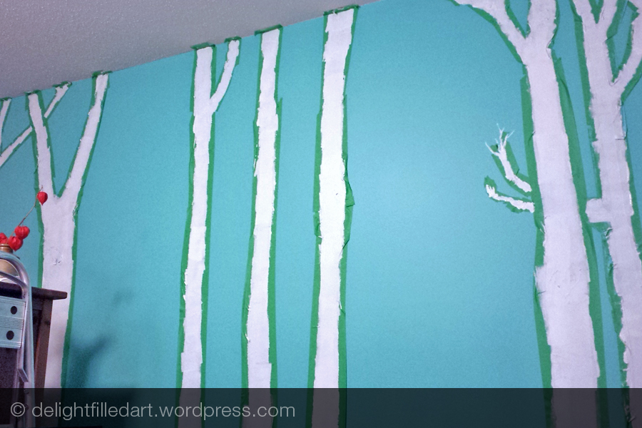 Tree mural in progress