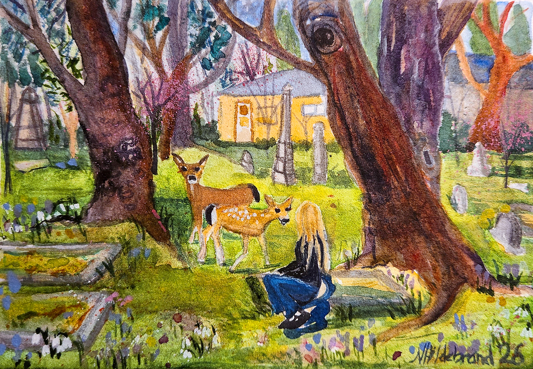 Victoria deer in the cemetery