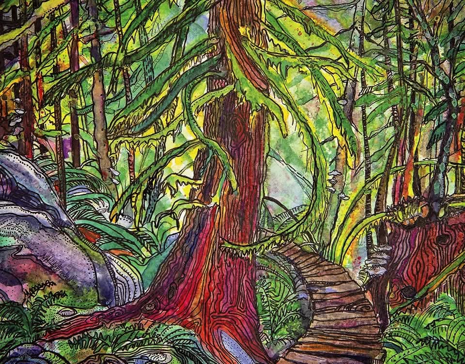 Tree by boardwalk